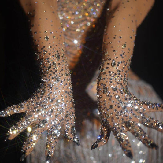 Luxurious Stretch Crystal Gloves
