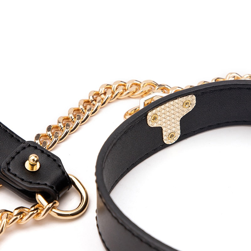 Genuine Leather Chain Collar